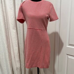 Zara Red and White Gingham Midi Shift Dress